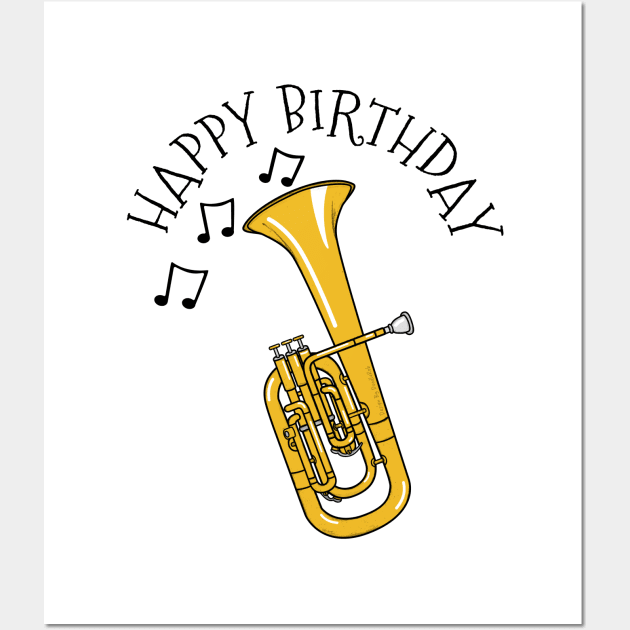 Tenor Horn Happy Birthday Hornist Brass Musician Wall Art by doodlerob